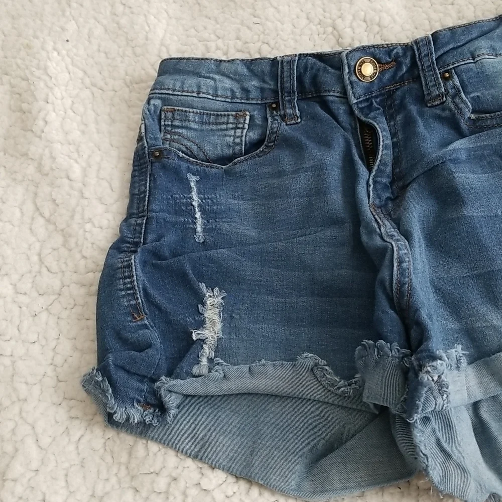 Angel Kiss Women's Mid Rise Distressed Denim Shorts